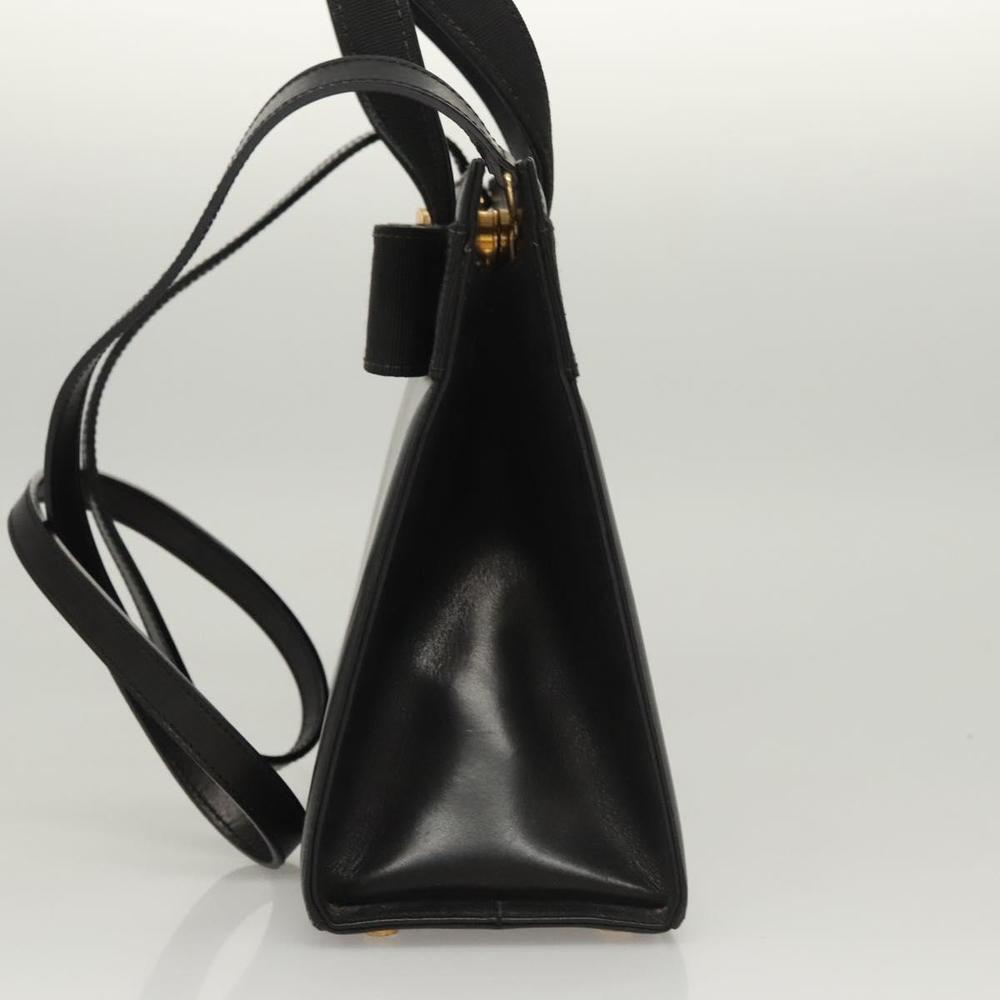 Salvatore Ferragamo Vala Hand Bag Leather 2way Black Gold Auth gh088 - Picture 3 of 16